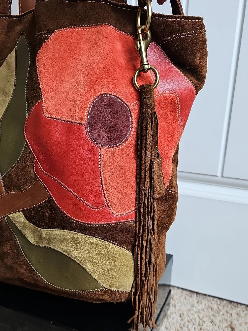 RARE Vintage 2006 Coach Limited Edition "Poppy for Peace" Suede Tote 9259 - EUC - Picture 14 of 15